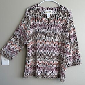 Alfred Dunner Multicolor Chevron Blouse